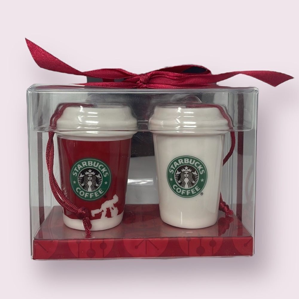 Starbucks To-Go Cups Ornament Set 2006 Holiday Christmas Ceramic